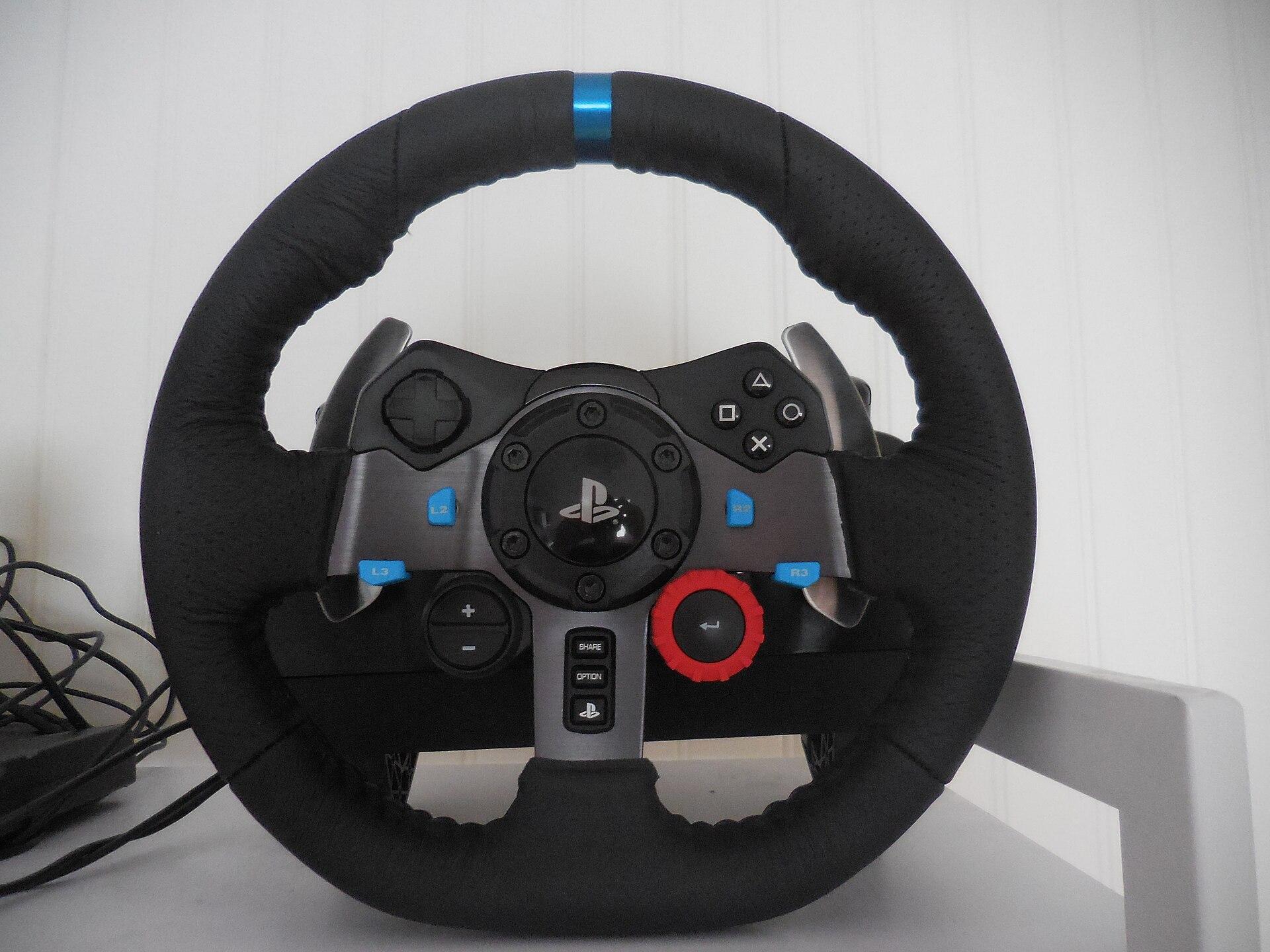 Volante Logitech G29 con sus botones y el aro de cuero